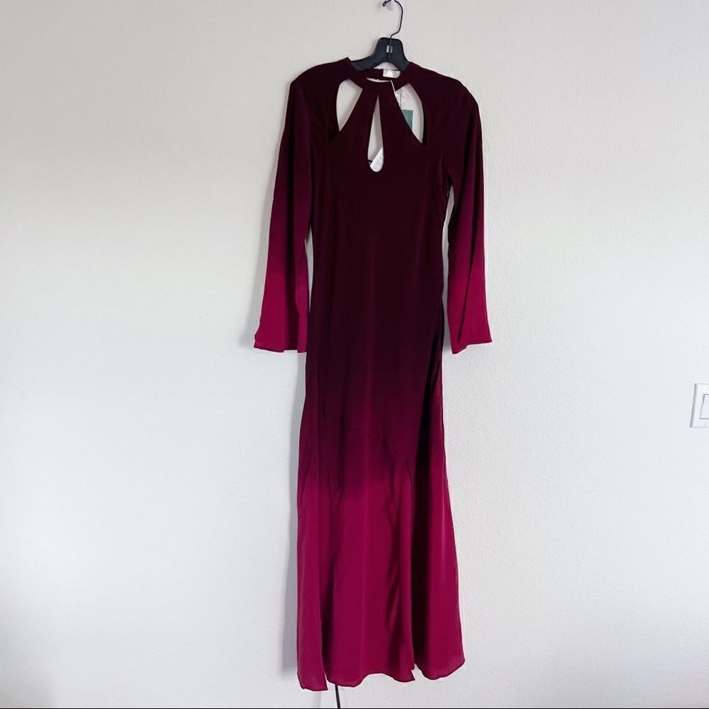 RIXO Couture Kaia Silk Dip Dye Plum Red Open Back Maxi Dress XS UK 8/US4 - Picture 9 of 14